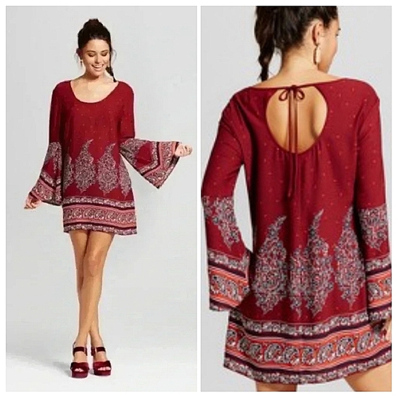 Xhilaration Boho Bell Sleeve Shift Dress ❤️✨ - Picture 1 of 11